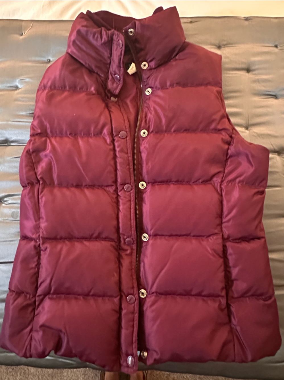 J. Crew Burgundy Quilted Puffer Vest